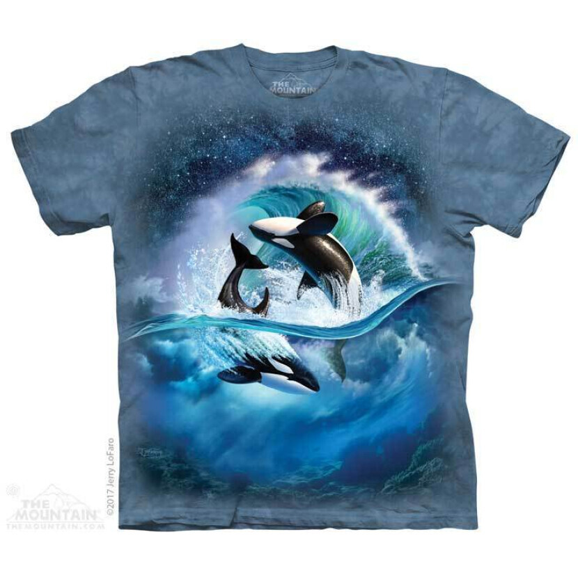 Tričko unisex The Mountain Orca Wave (kosatka) - modré, XXL