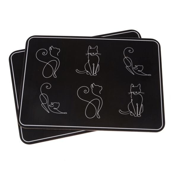 Mačacia mama Korkové prestieranie s mačkami - čierna sada 2 ks