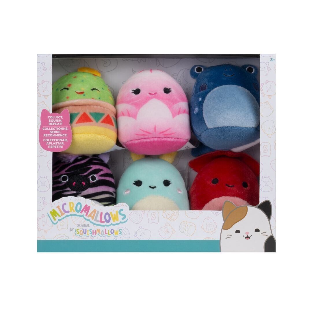 SQUISHMALLOWS Micromallows 6Pack – Sépia, Moľ, Guacamole, Zebra, Lotos, Ropucha