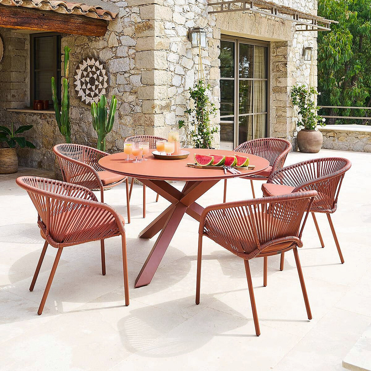 Hliníková jedálenská zostava ORIENT 1+6 (terracotta)