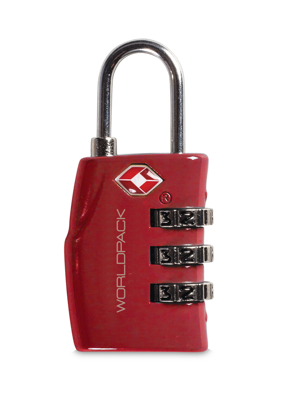 WORLDPACK TSA zámok na batožinu 3-miestny - červený bezpečnostný kombinačný zámok 3 x 7 x 1 cm