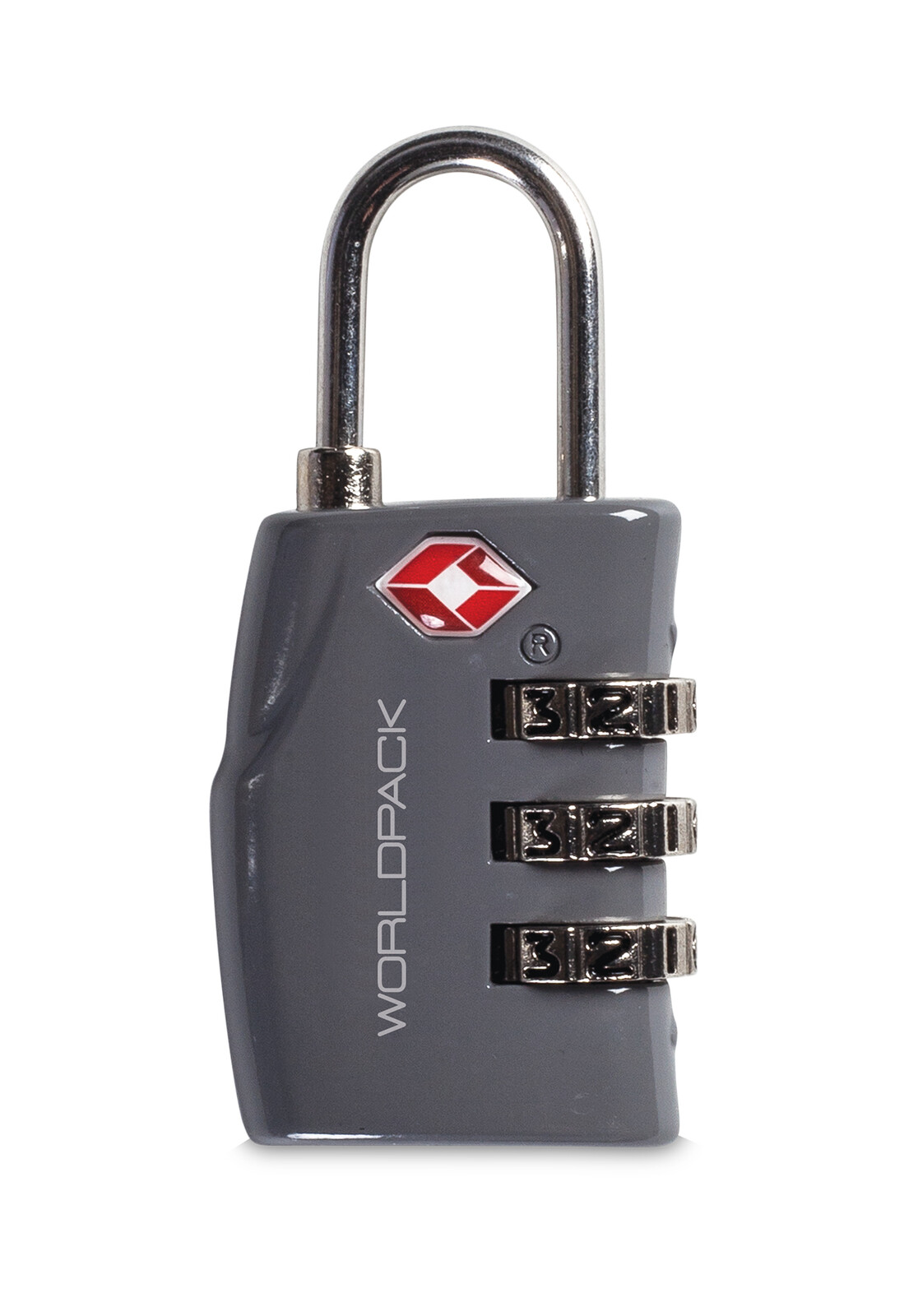 WORLDPACK TSA zámok na batožinu 3-miestny - sivý bezpečnostný kombinačný zámok 3 x 7 x 1 cm