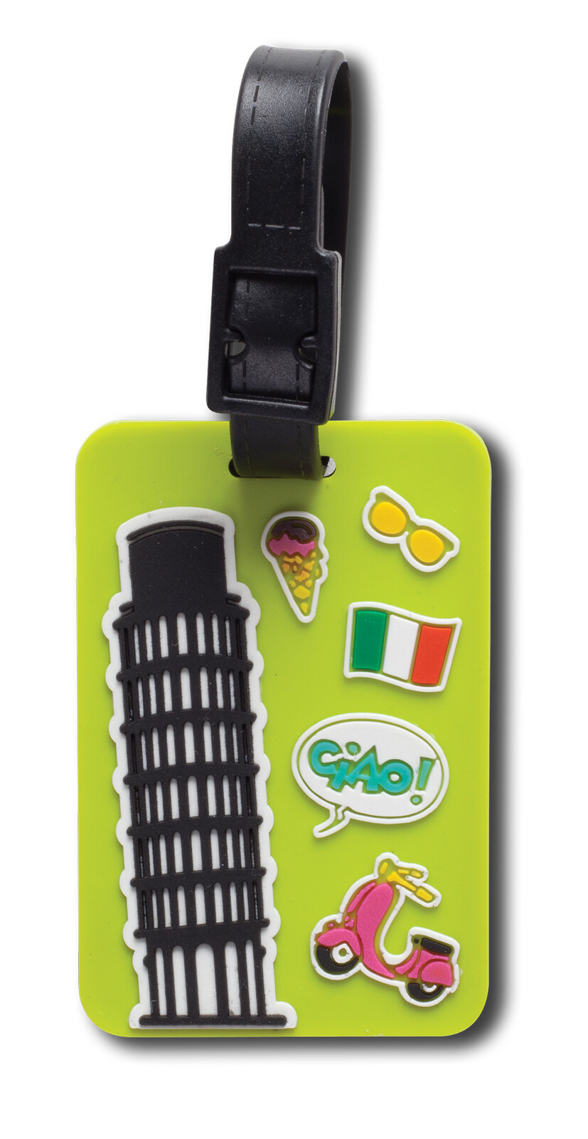 WORLDPACK silikónová menovka na batožinu Pisa 7,5 x 5 cm - zelená - sada 2 ks