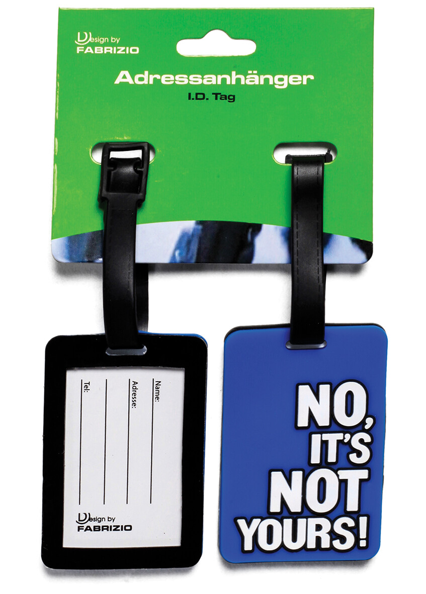 WORLDPACK menovky na batožinu NO, IT’S NOT YOURS! 2 ks - modré silikónové visačky 7,5 x 5 cm