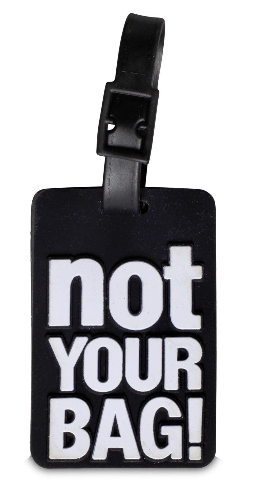 WORLDPACK menovky na batožinu NOT YOUR BAG! 2 ks - čierne silikónové visačky 7,5 x 5 cm