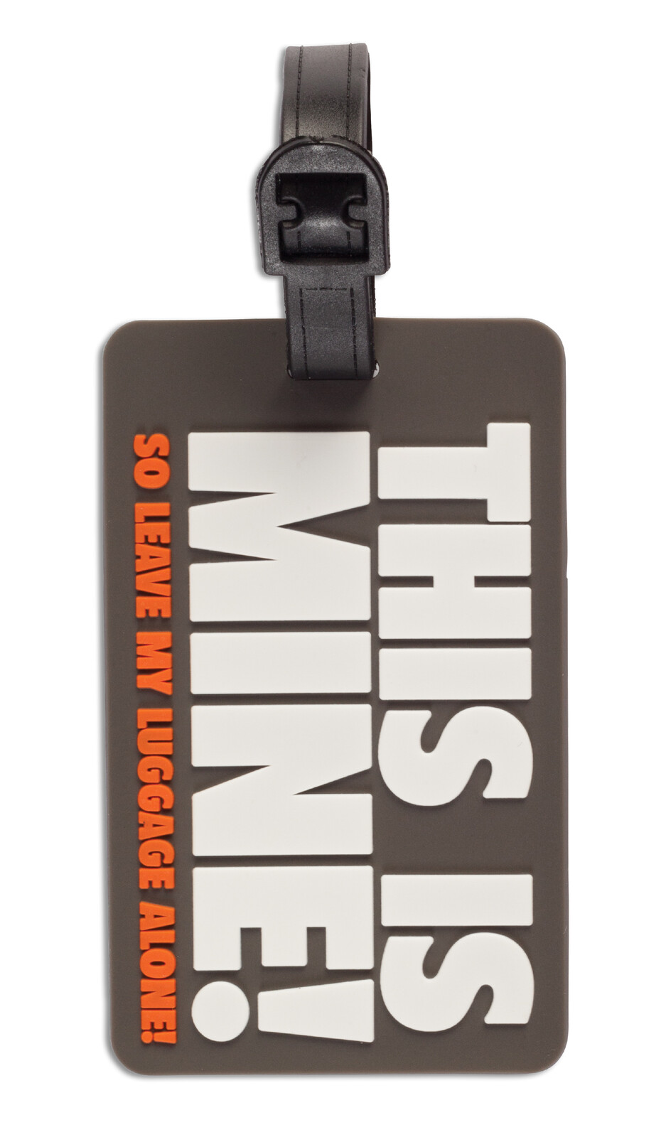 WORLDPACK silikónová menovka na batožinu XXL 6,5 x 10,5 cm - THIS IS MINE! - tmavosivá