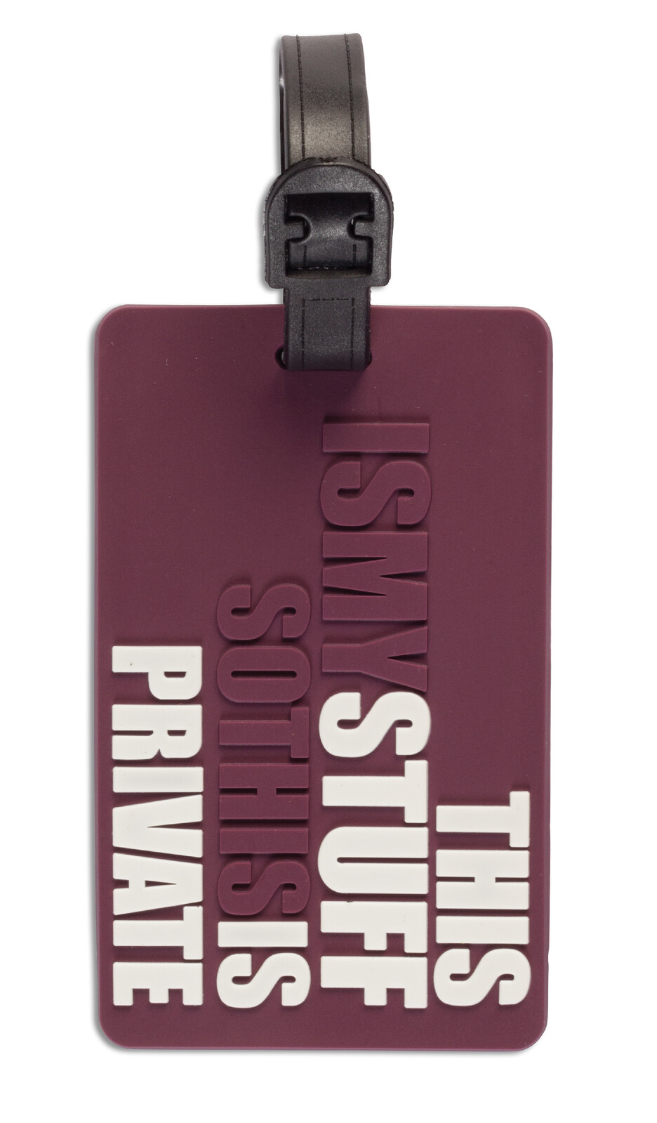WORLDPACK silikónová menovka na batožinu XXL 6,5 x 10,5 cm - THIS STUFF IS PRIVATE - bordó