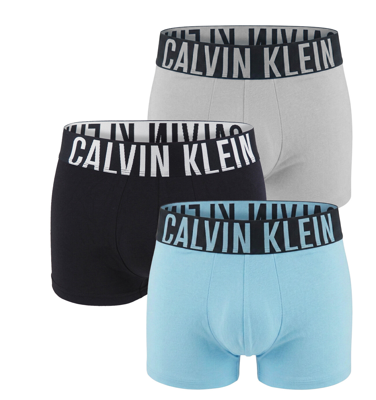 CALVIN KLEIN - boxerky 3PACK Intense power black / chilly blue tones