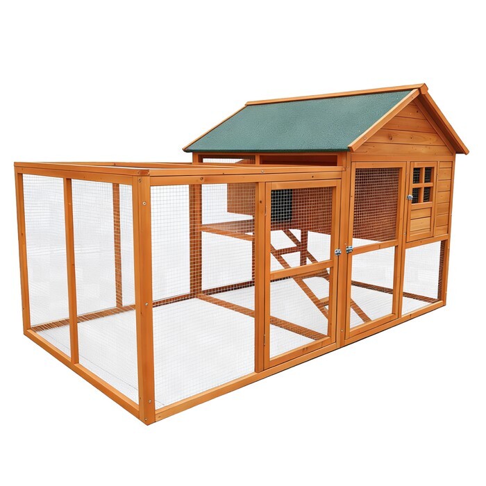 KONDELA Kameo kurník pre sliepky hnedá / zelená