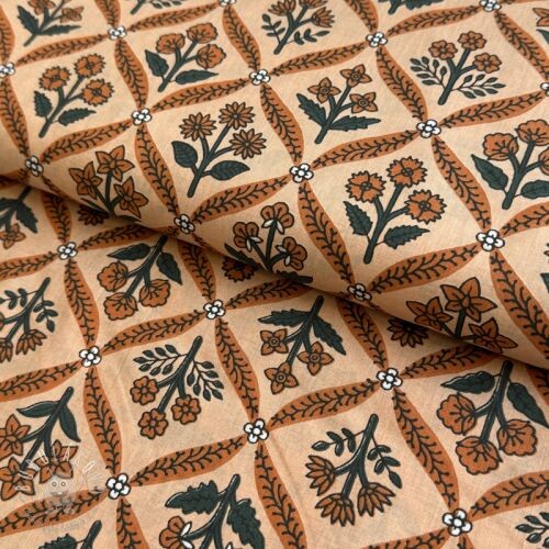 Bavlnená látka HANDCRAFTED BLOCK-PRINTED COTTON