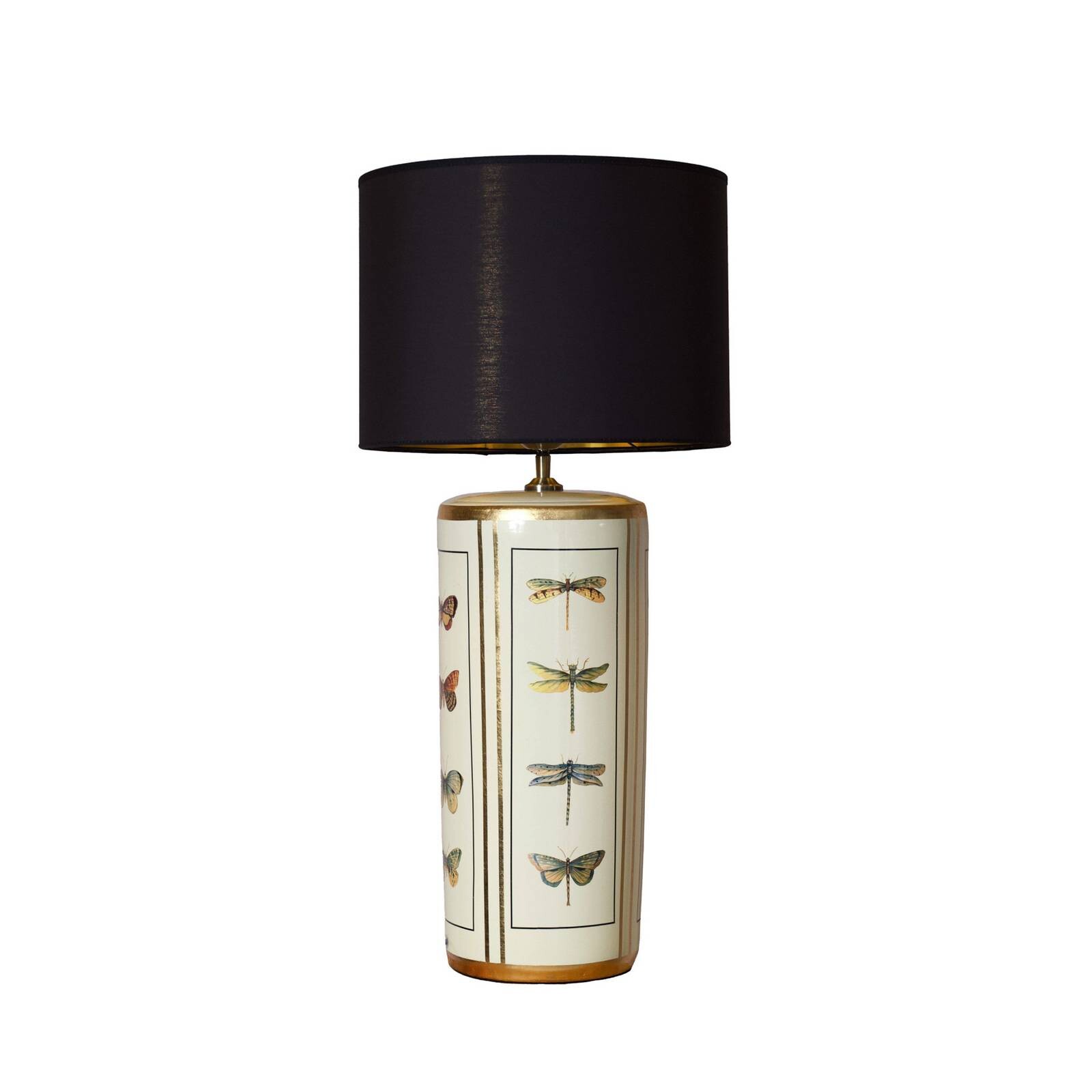 Stolová lampa Lucca, čierna, výška 67 cm, ľanové textílie, keramika