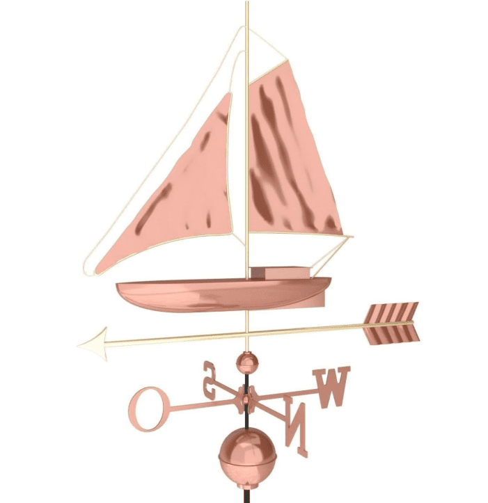 Dekoratívna medená koruhvička plachetnica, 135 cm