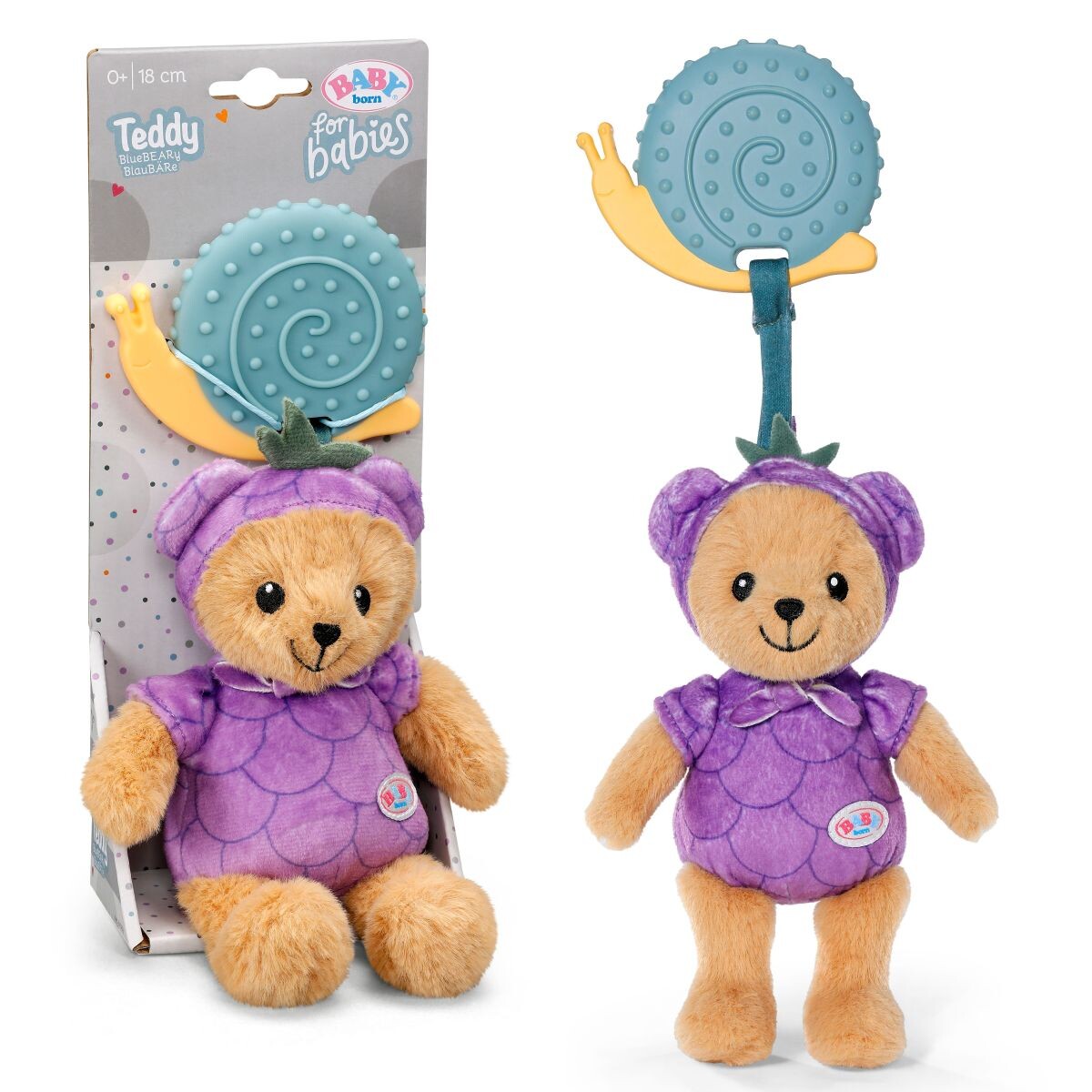 BABY born for babies Medvedík Teddy čučoriedka 18 cm