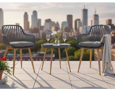 Malý set zahradného nábytku Ziggy, šedý, 3 diely%