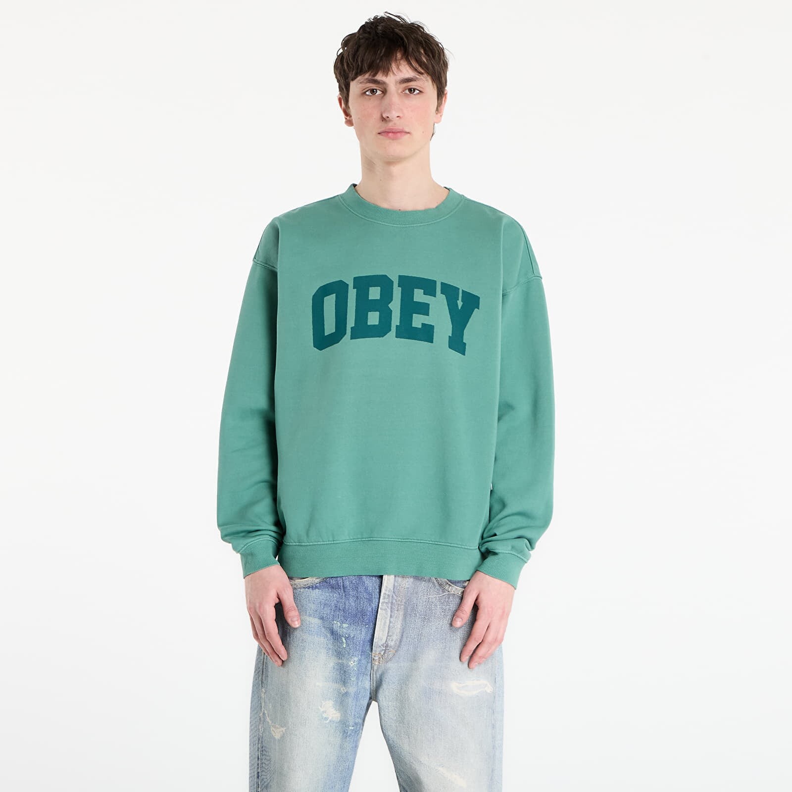 Mikina OBEY Collegiate Pigment Crew Pigment Rainforest M