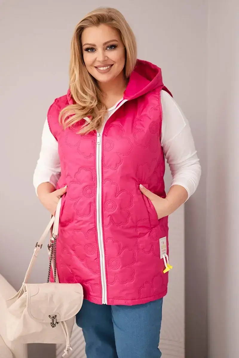Dámska plus size vesta s kapucňou