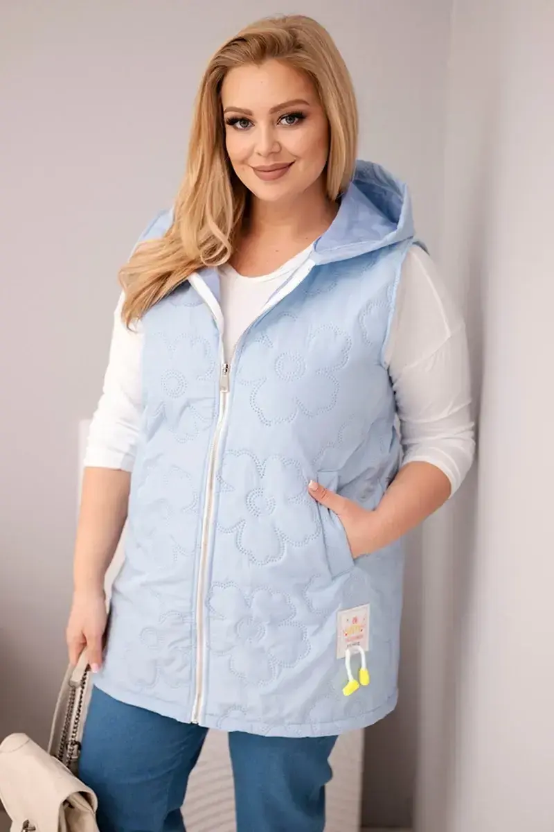 Kesi plus size dámska vesta s kapucňou