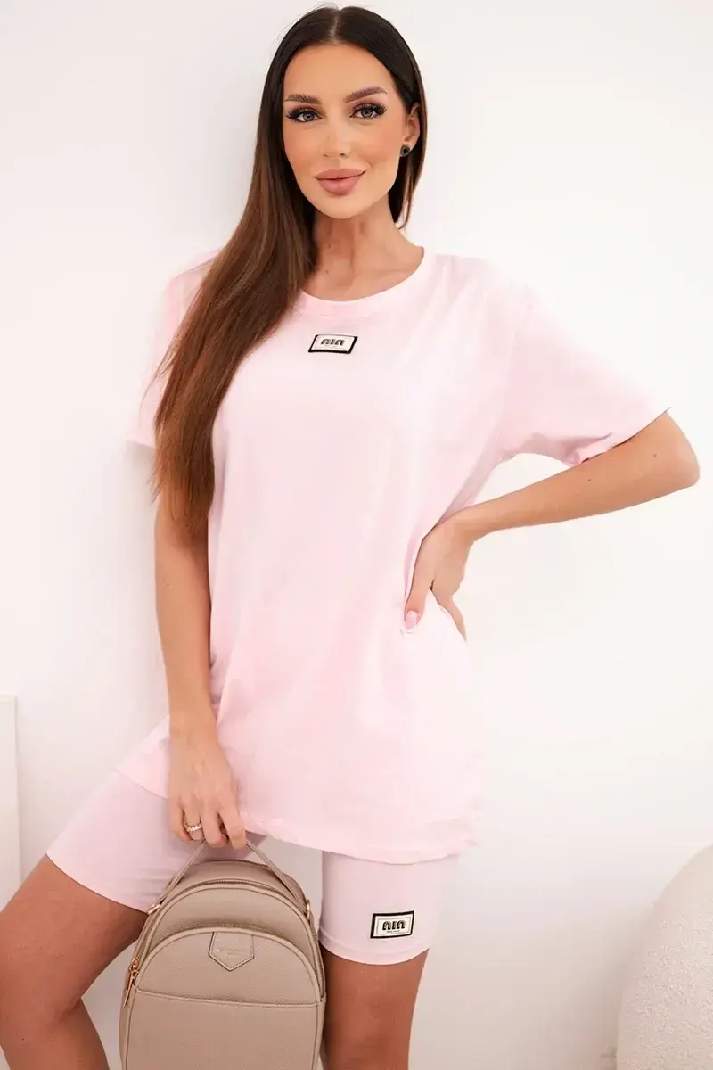 Kesi dámska súprava krátkeho trička a šortiek v ružovej