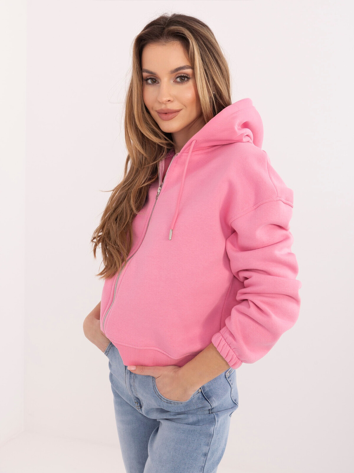 Pastelová ružová mikina na zips
