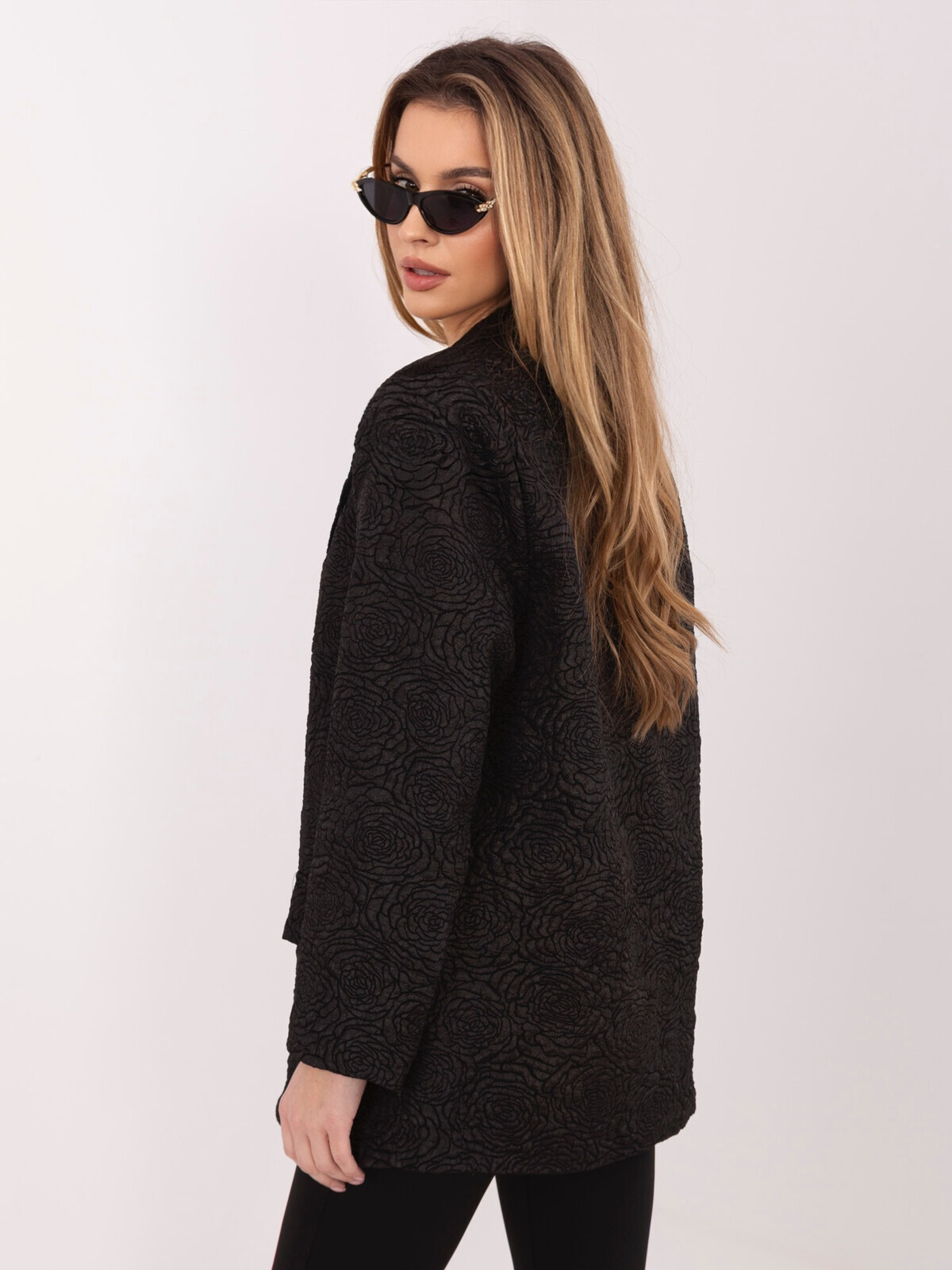 Čierny žakárový blazer RUE PARIS
