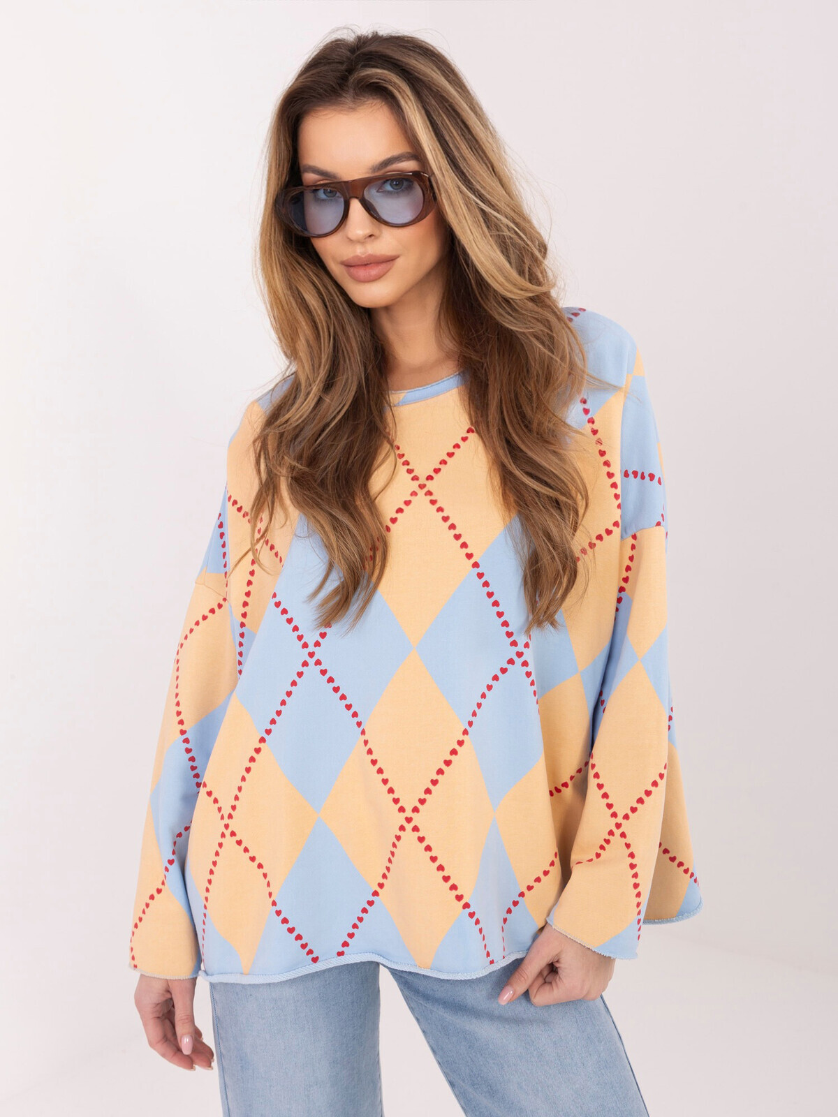 Svetlomodrá oversize blúzka s printom