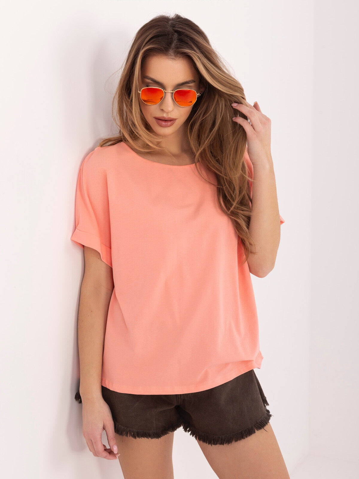 Oversize blúzka Rue Paris - broskyňová