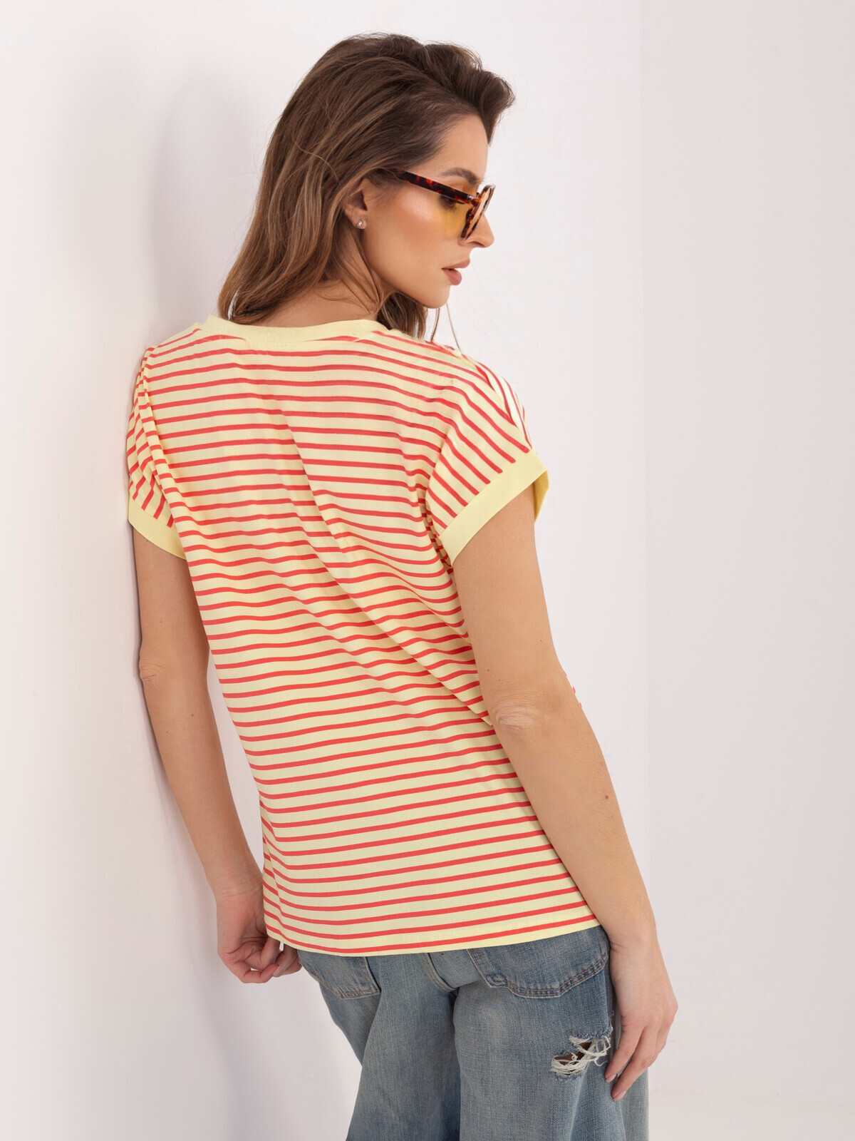 Žlto-červené pásikové tričko