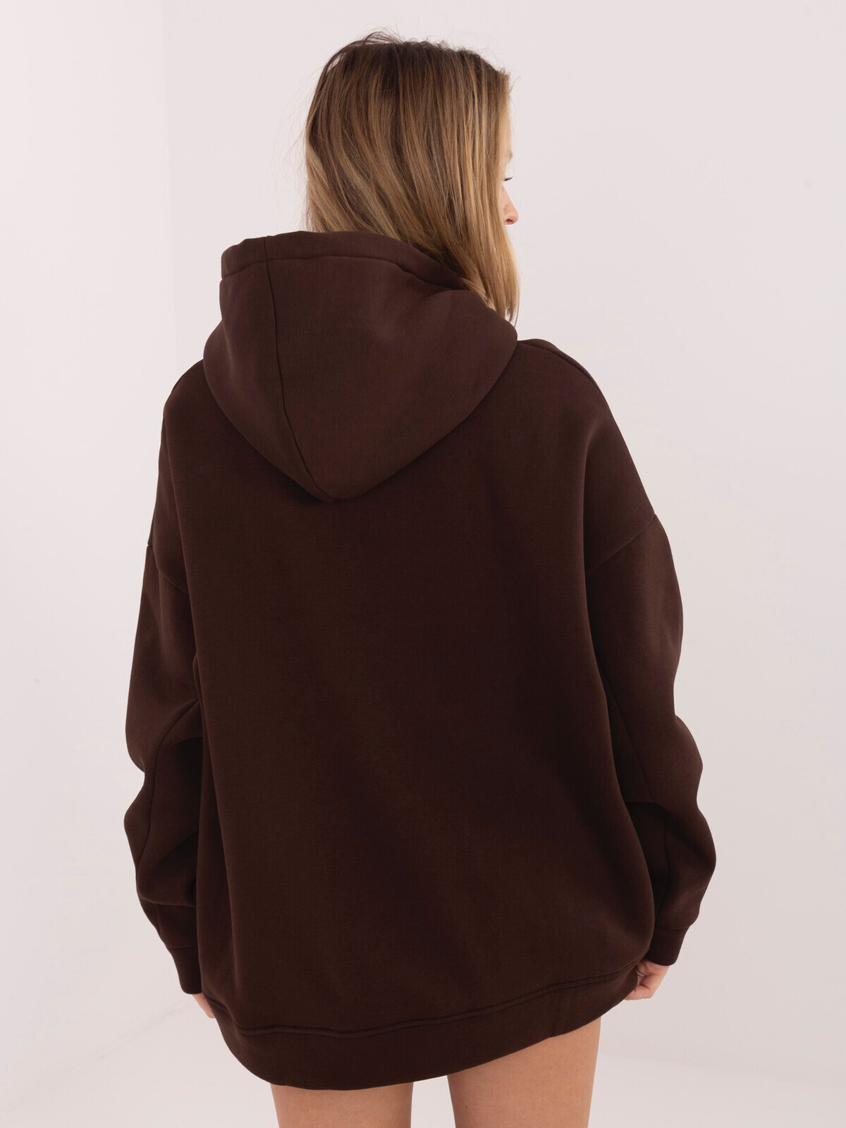 Dámska dresová mikina s kapucňou, tmavo hnedá