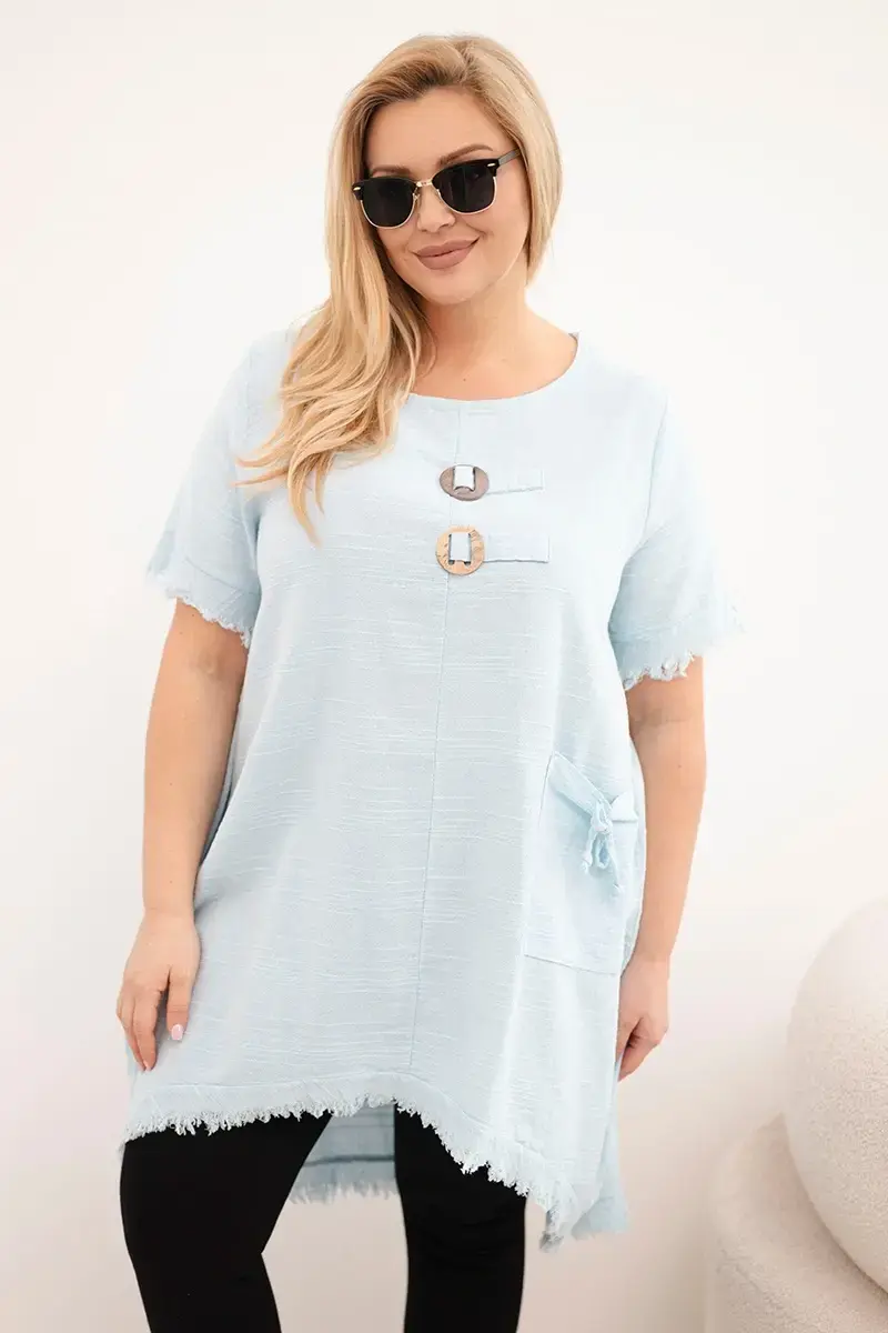 Kesi Włoski bavlnené plus size šaty s dlhším chrbtom a vreckom