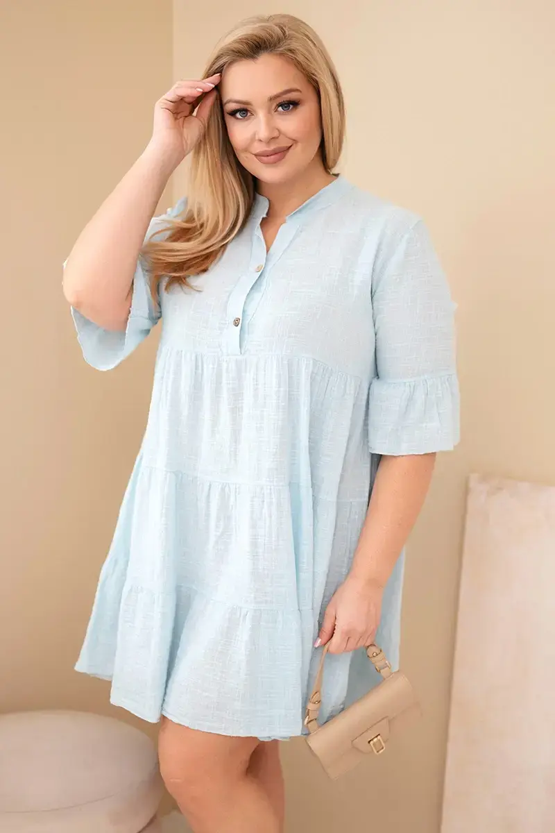 Kesi Włoski dámske plus-size šaty s volánmi modré