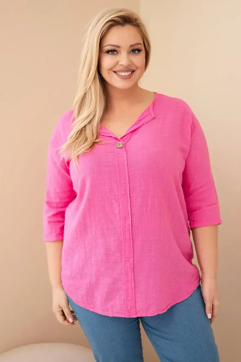 Kesi Włoski dámska plus-size blúzka s výstrihom na gombíky