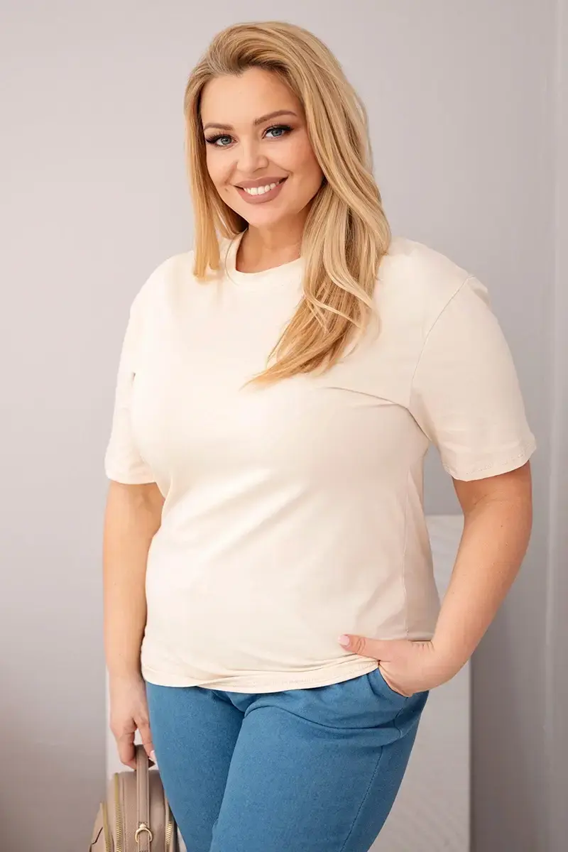 Plus size bavlnené tričko béžové