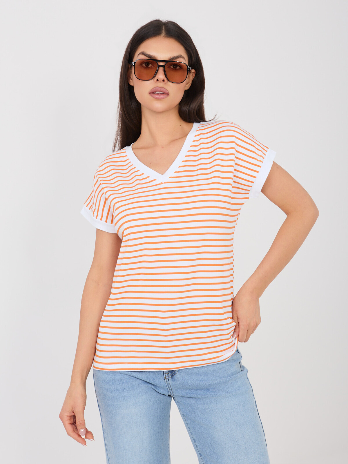 Bielo-oranžové oversized tričko