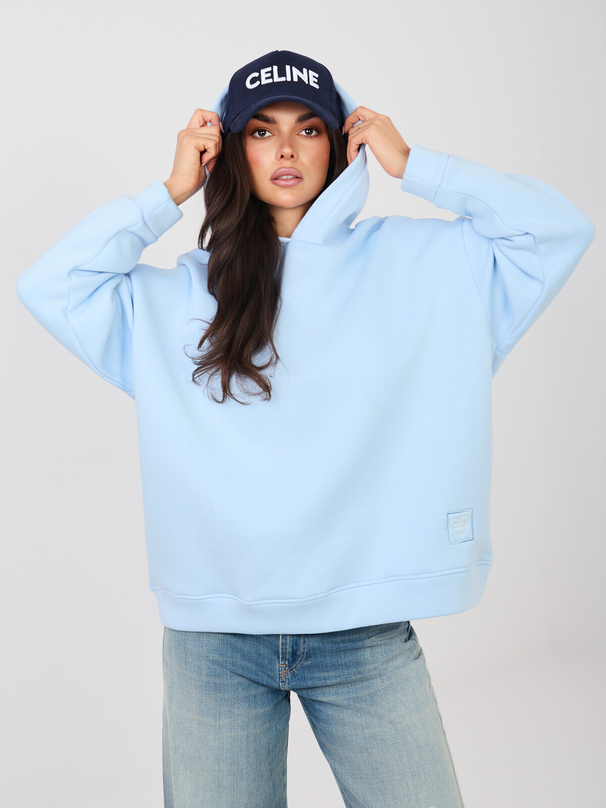 Modrá oversize mikina RUE PARIS