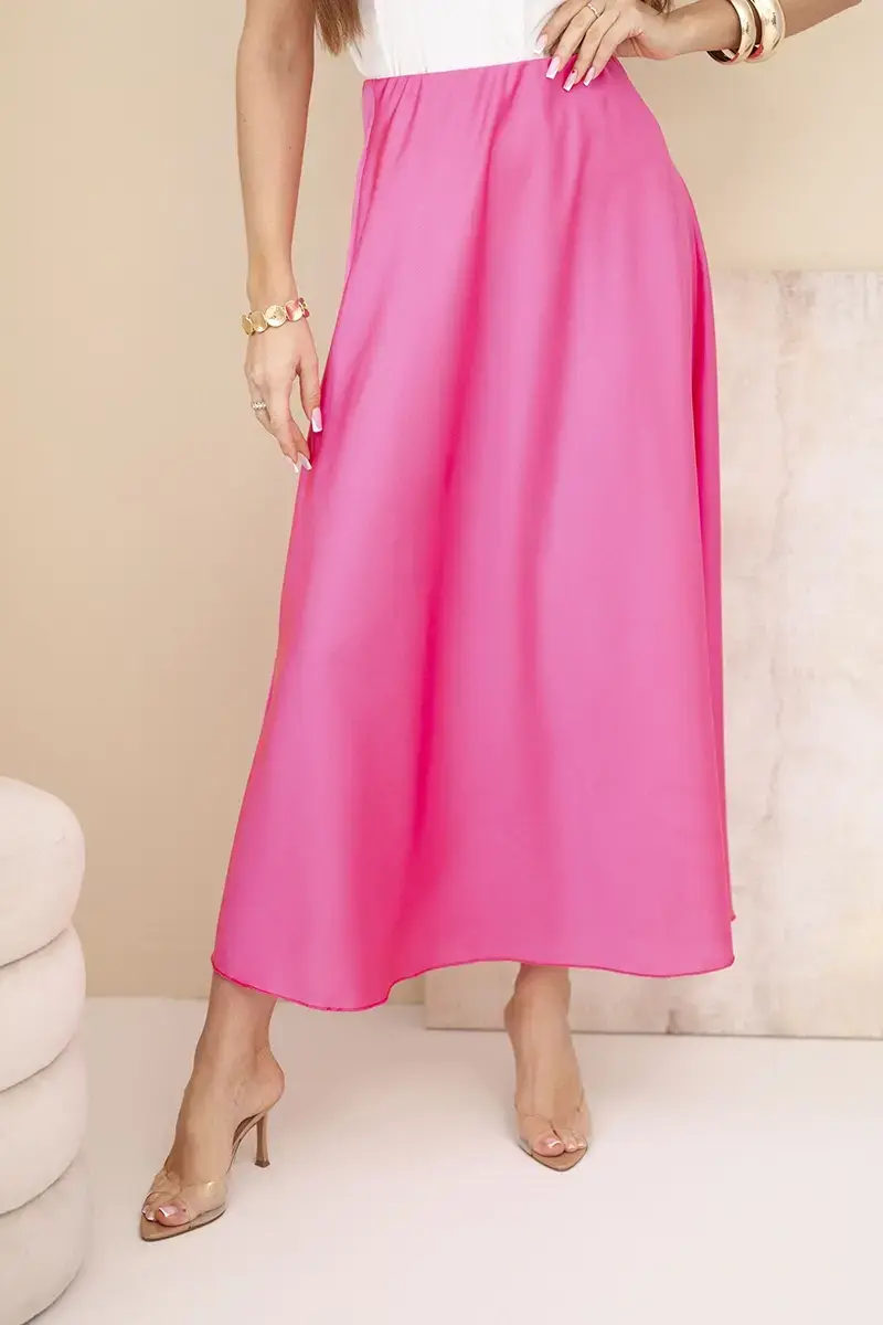 Kesi Włoski dámska viskózová rozšírená sukňa ružová