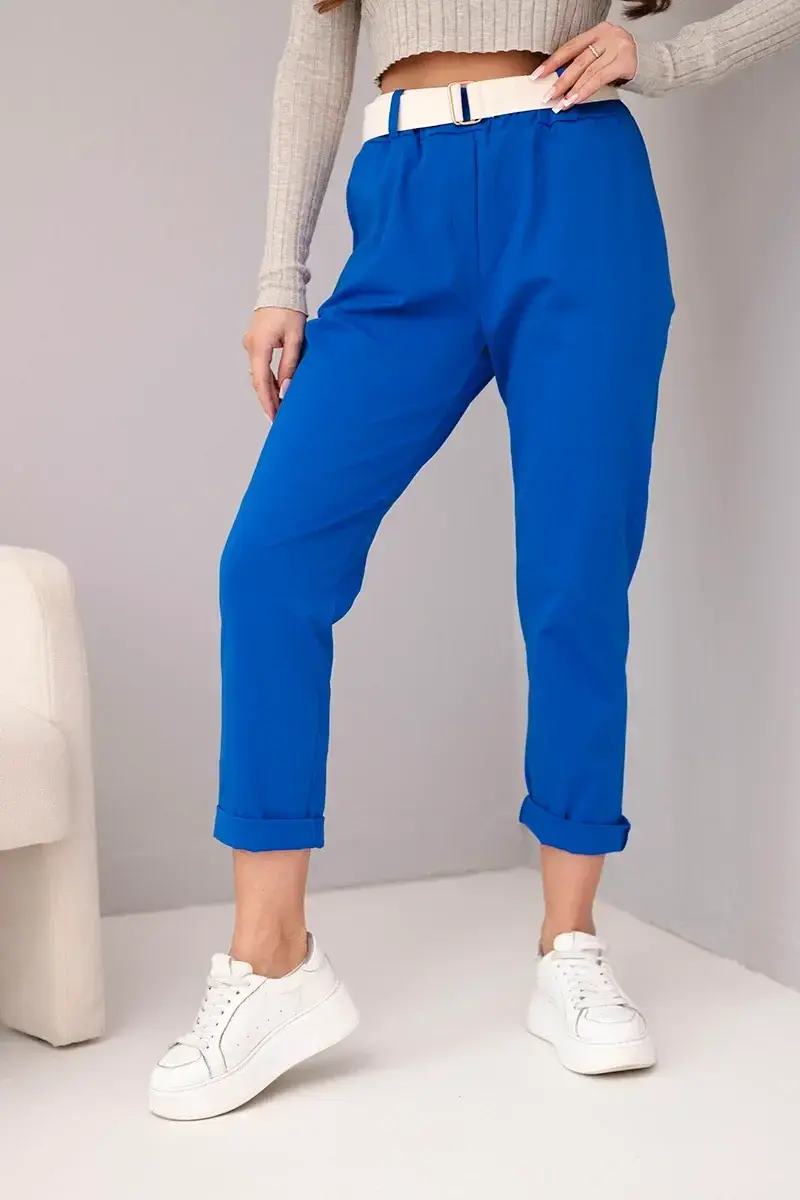 Kesi dámske bavlnené nohavice s opaskom