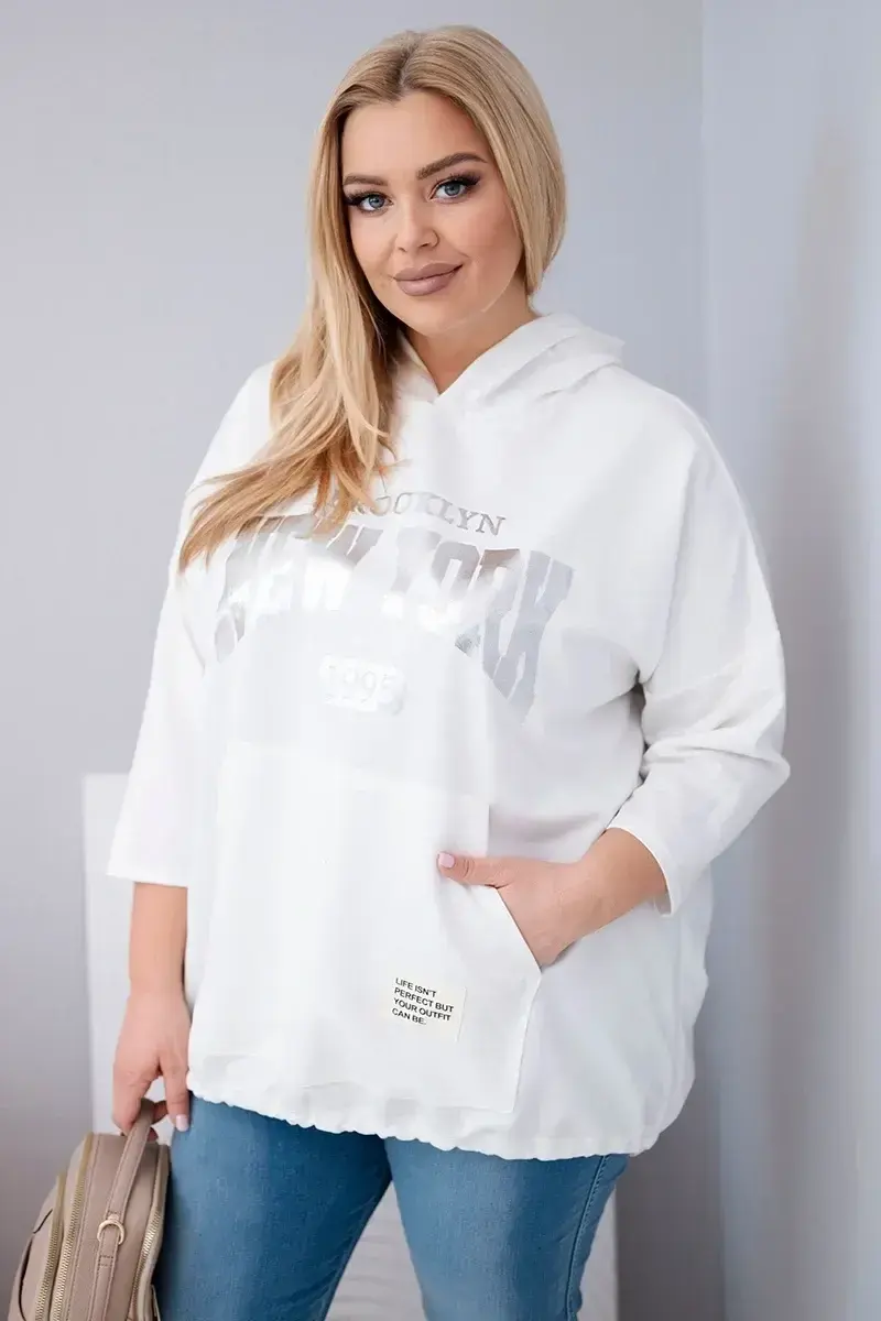 Plus size mikina s kapucňou a klokankovým vreckom
