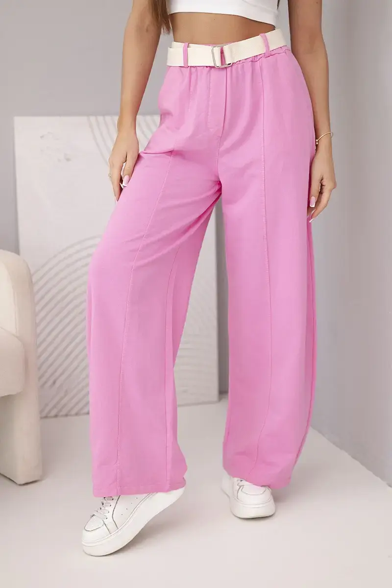 Kesi ženské nohavice so širokými nohavicami a opaskom