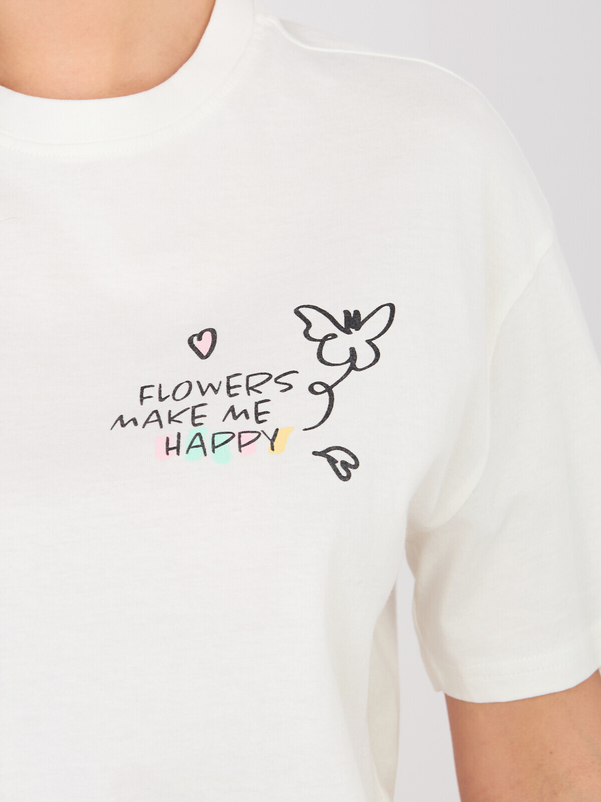 Biely bavlnený tričko s nápisom