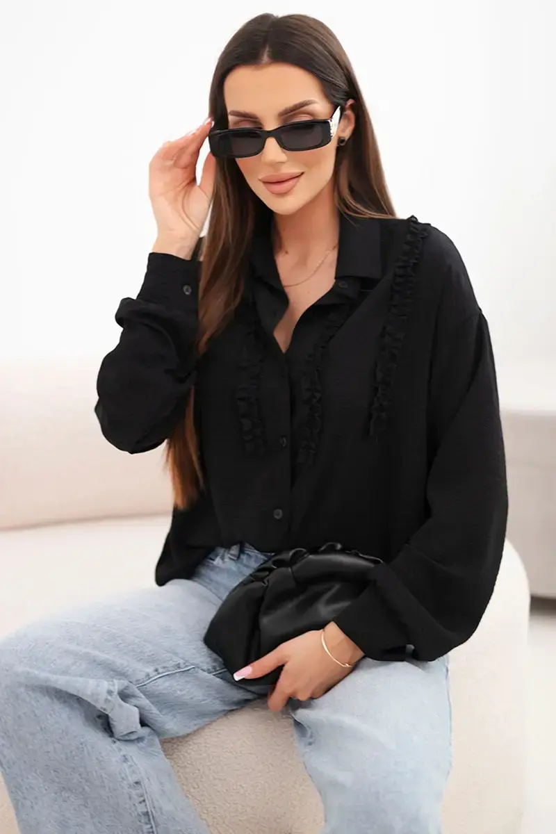 Dámska blúzka Kesi s volánmi, čierna