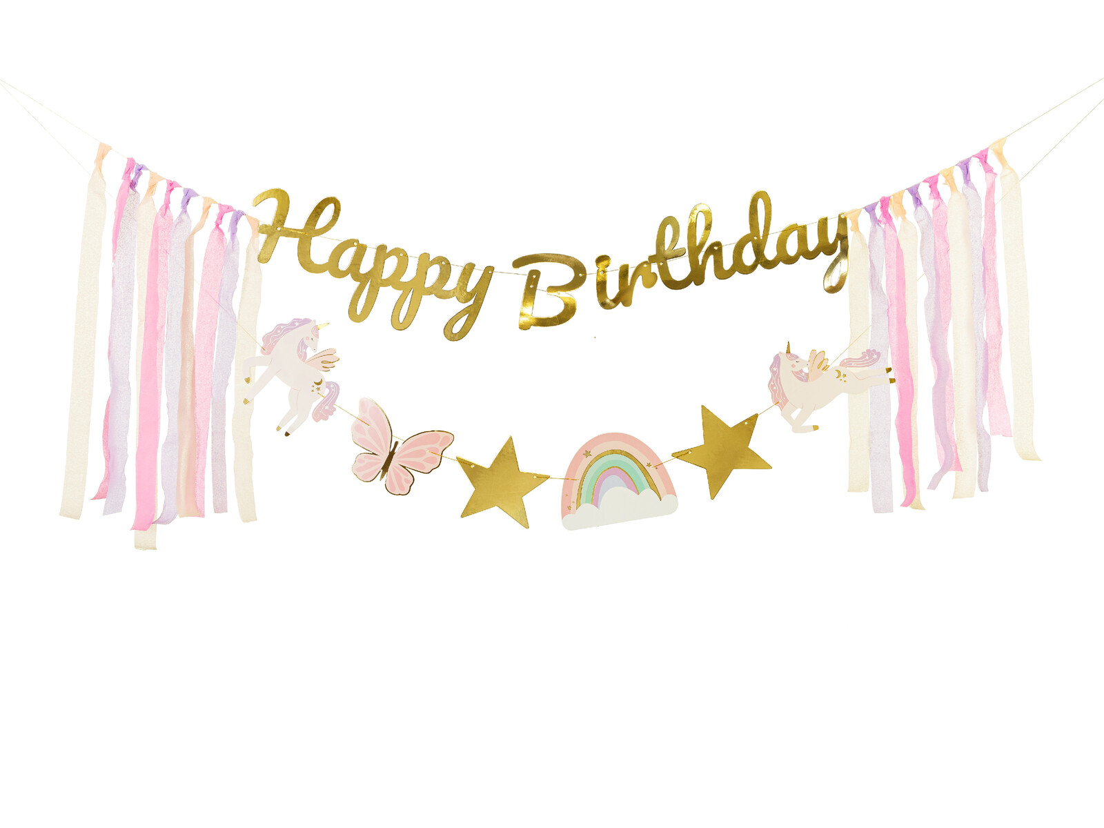 PartyDeco Banner Happy Birthday - Jednorožec 230 x 17,5 cm