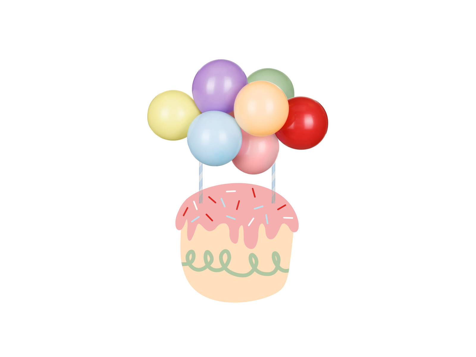 PartyDeco Balónový zápich na tortu - Dúha 29 cm