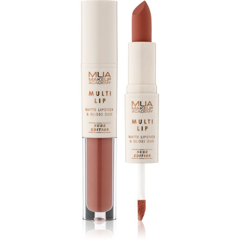 MUA Makeup Academy Multi Lip Nude Edition dlhotrvajúci rúž a lesk na pery duo odtieň Classic 3.2 g