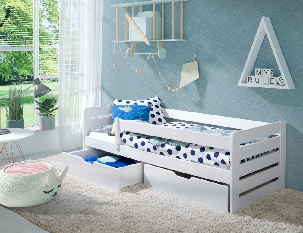 ArtBed Detská posteľ so zábrankou BELLA | biela 80 x 180 cm