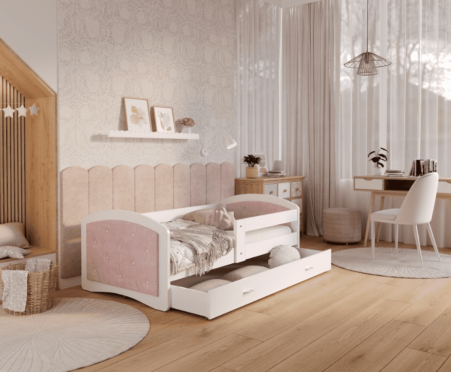 ArtAJ Detská posteľ MAGGIE G s matracom | 80 x 160 cm | biela / ružová