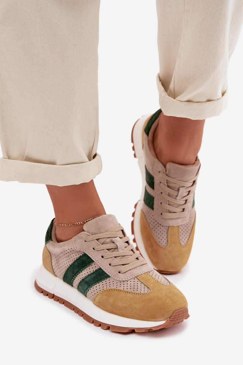 Dámské tenisky z pravé semišové kůže béžovo-žluté Marceline 38