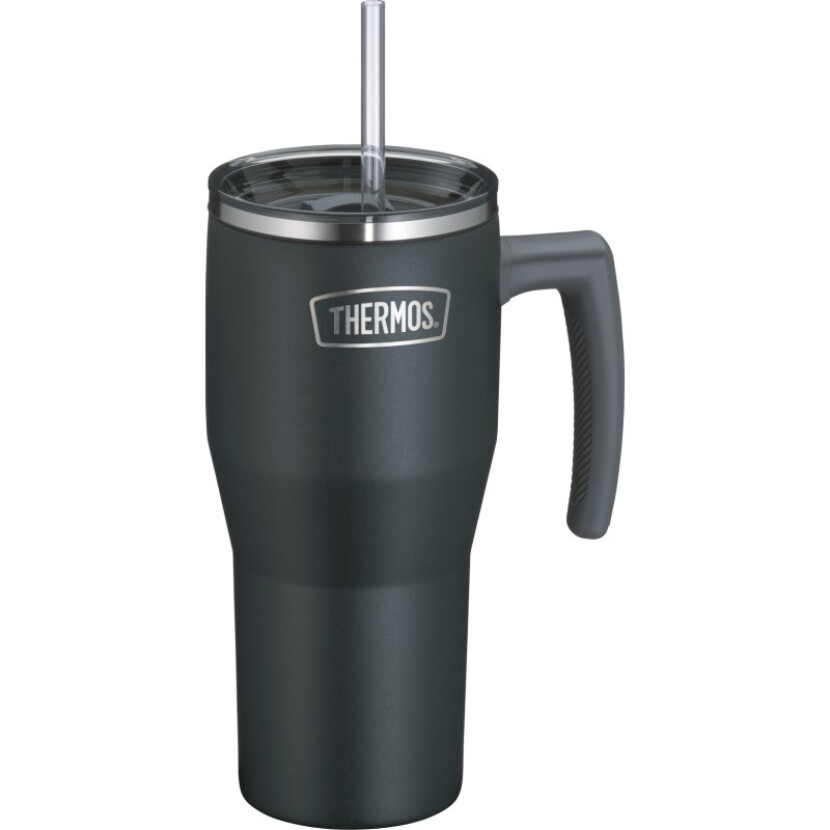Termohrnček s madlom a slamkou Thermos Refreshing 850 ml - čierny