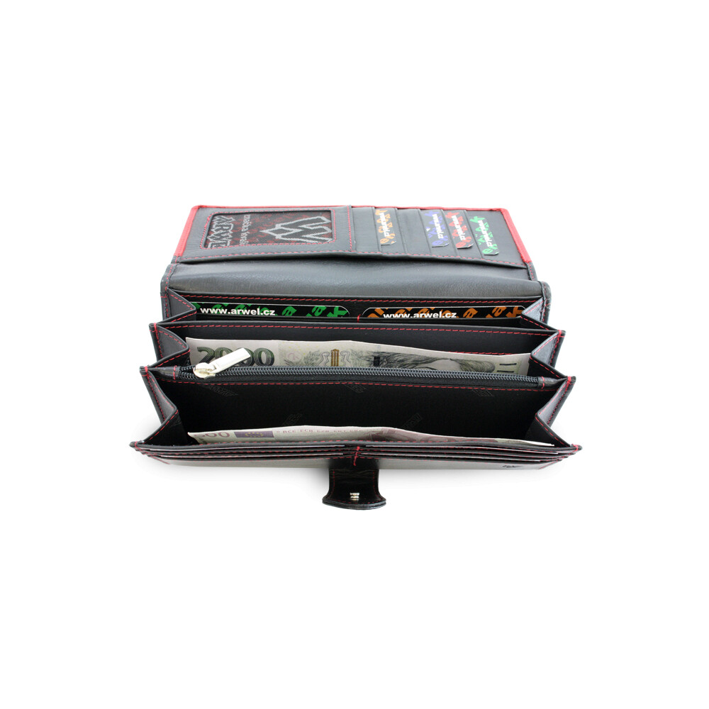 Dámska kožená listová peňaženka Arwel 8118 - čierna-červená