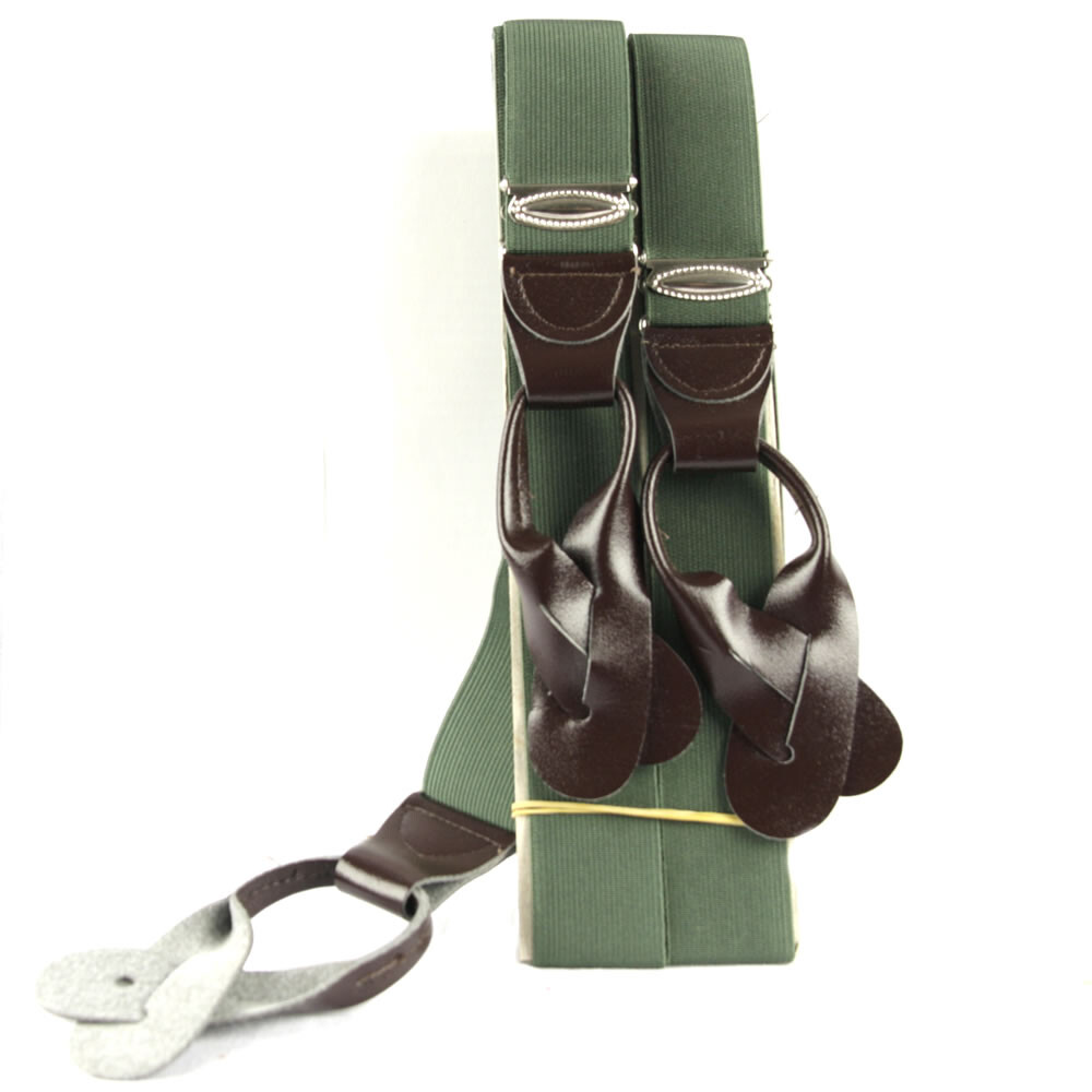 Traky AČR hladké kožené upínanie - olivové