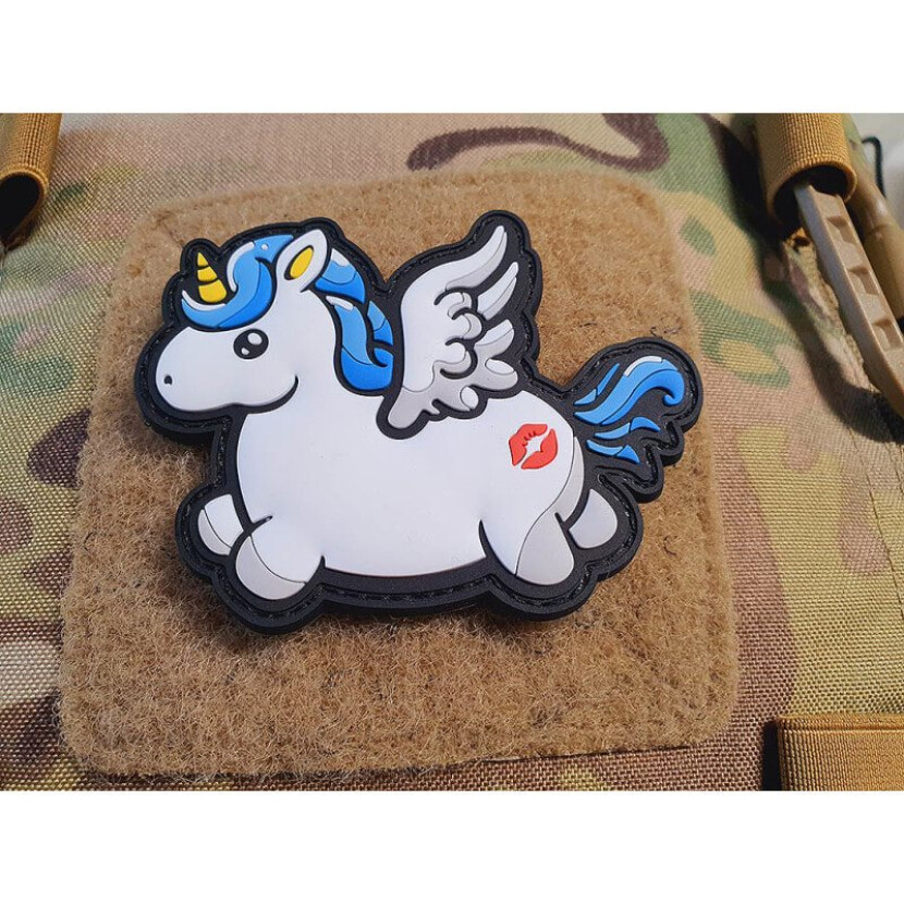 Gumová nášivka Jackets to Go Peace Jednorožec Kissmyass - sivá-modrá